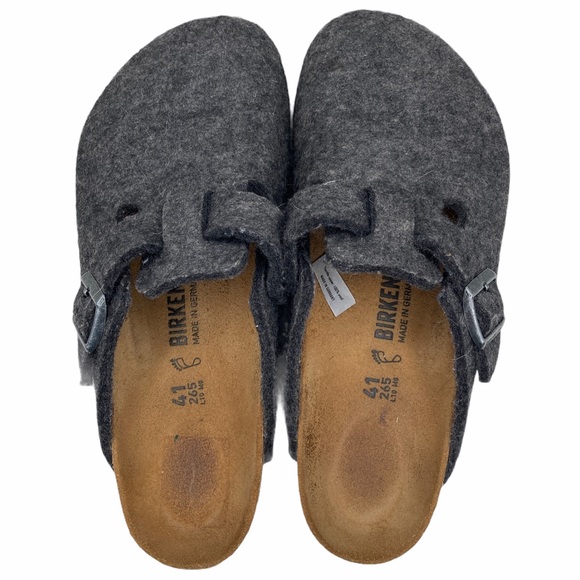 Birkenstock Shoes - Birkenstock Wool Boston Clog Mule Slide Grey Felt